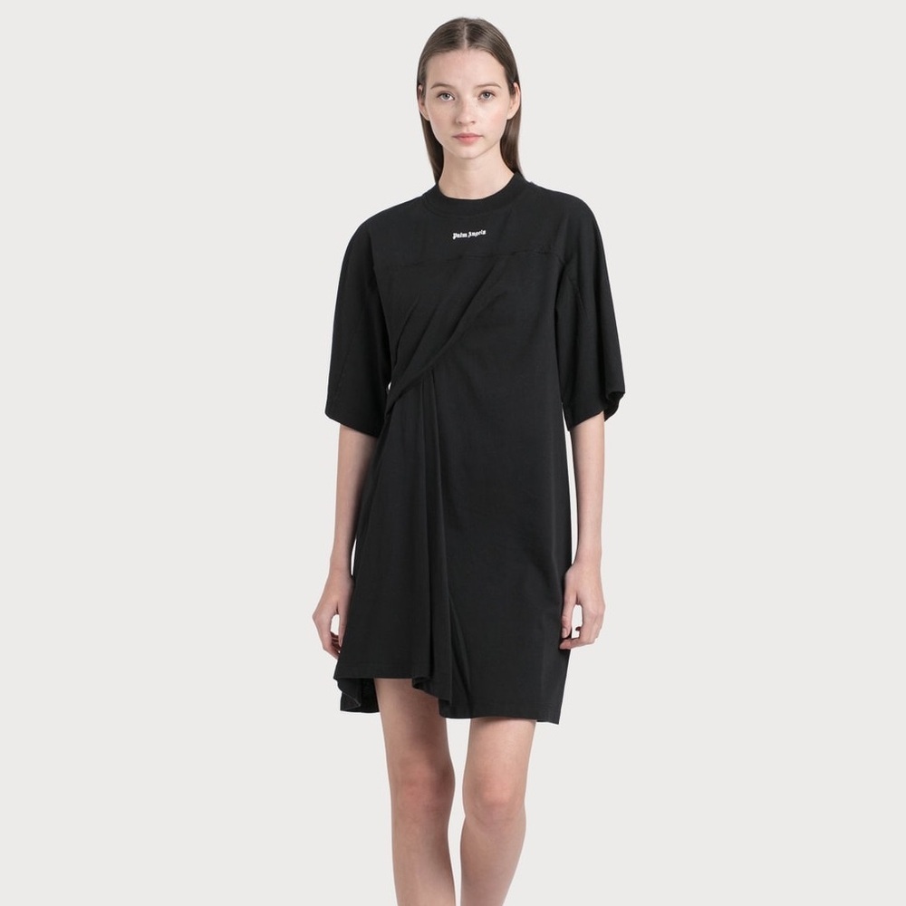 Palm Angles Black Logo Draped Dress Sz. S